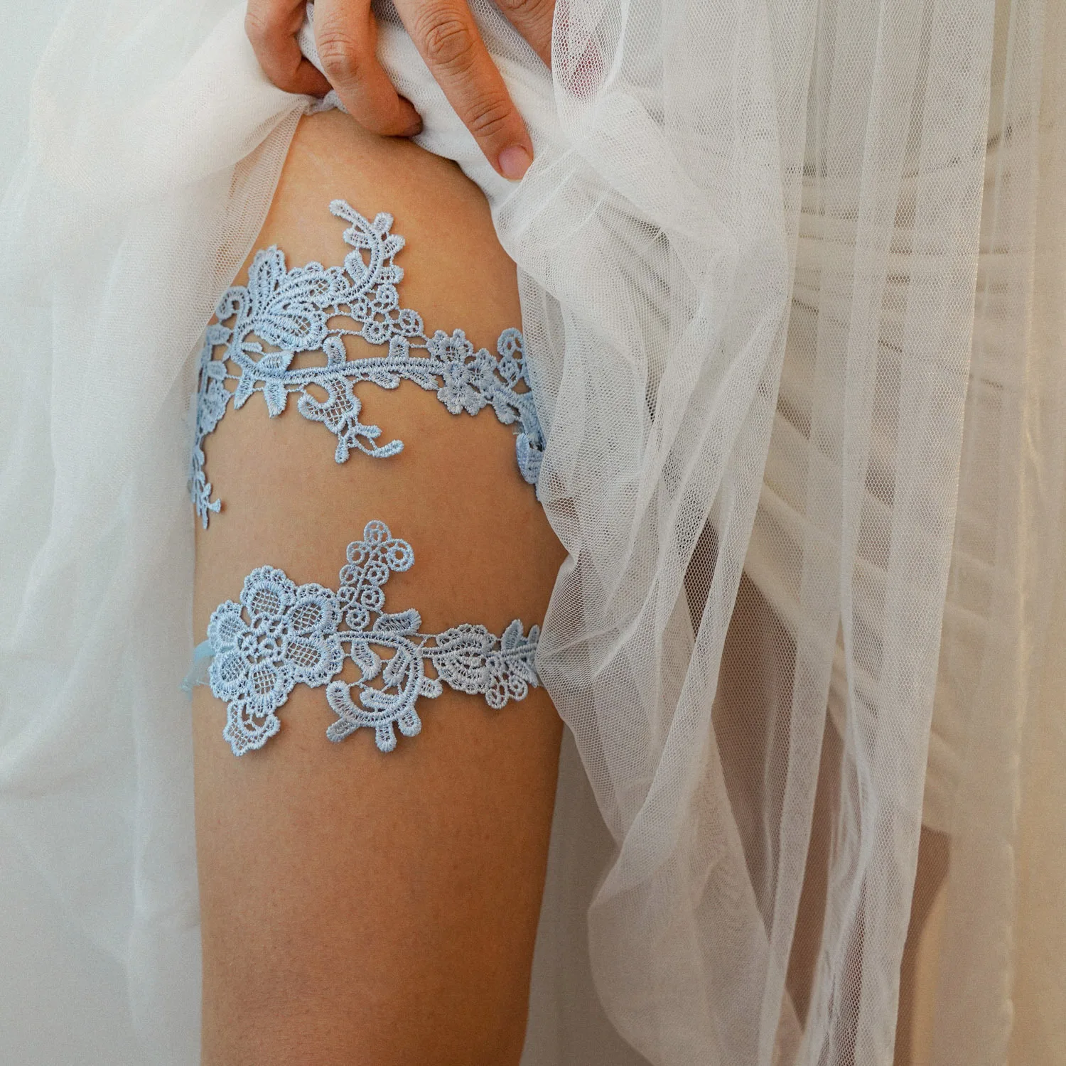 Set Garter Pernikahan Biru Lan - Garter Belt Set ulasan dan harga