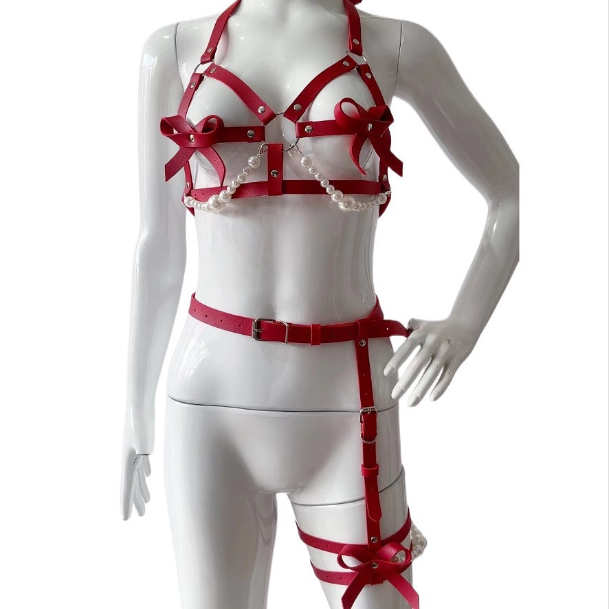 Set Wanita Tali Kekang Kulit S - Garter Belt Set ulasan dan harga