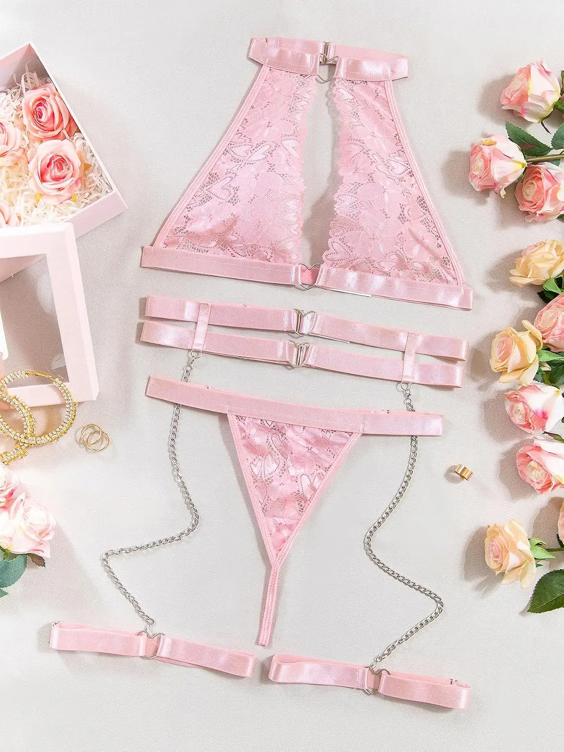 Set Lingerie 3 Potong Foxiny S - Garter Belt Set ulasan dan harga